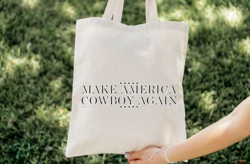 Make America cowboy canvas tote bag